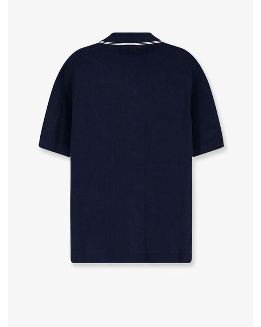 Gucci Blue Viscose Blend Polo Shirt With Front Horsebit Embroidery for men