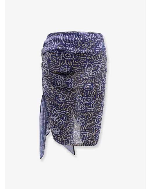 Isabel Marant Blue Lucilia Cotton And Silk Blend Pareo Scarf