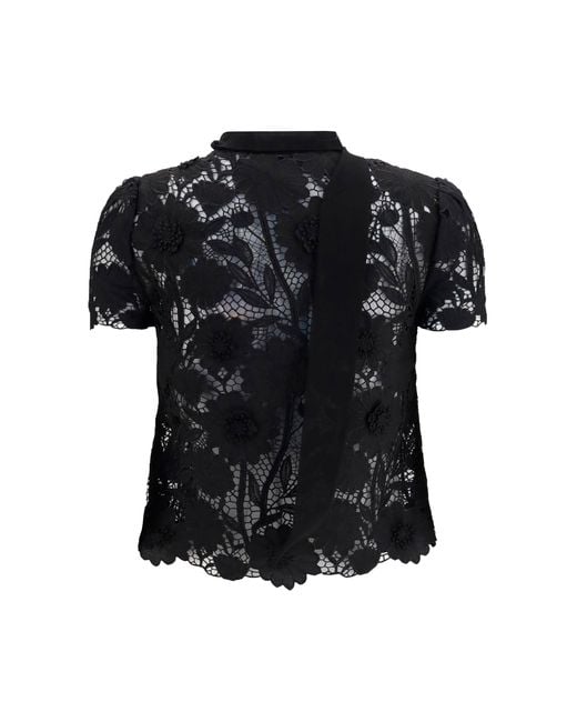 Self-Portrait Black Tie-Neck Top