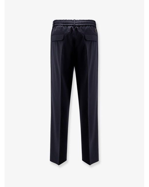 Moncler Blue Wool Blend Trousers for men