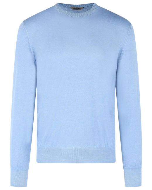Gran Sasso Blue Virgin Wool Sweater Light for men