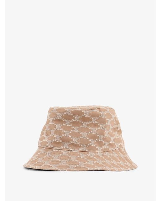 Céline Natural Cotton Hat With Triomphe Logo All-Over