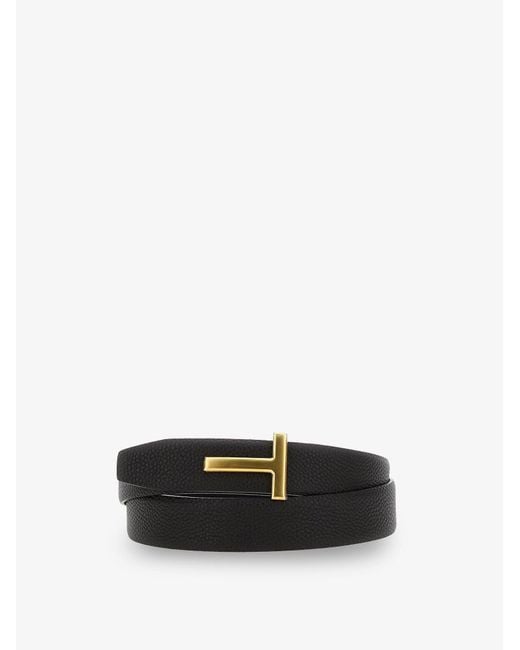 Tom Ford White Reversible Hammered Leather Belt for men
