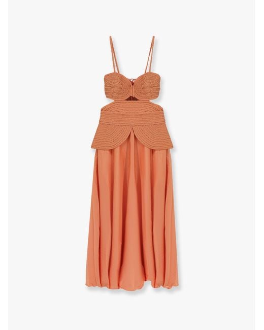 PATBO White Satin Sunset Midi Dress With Braided Corset