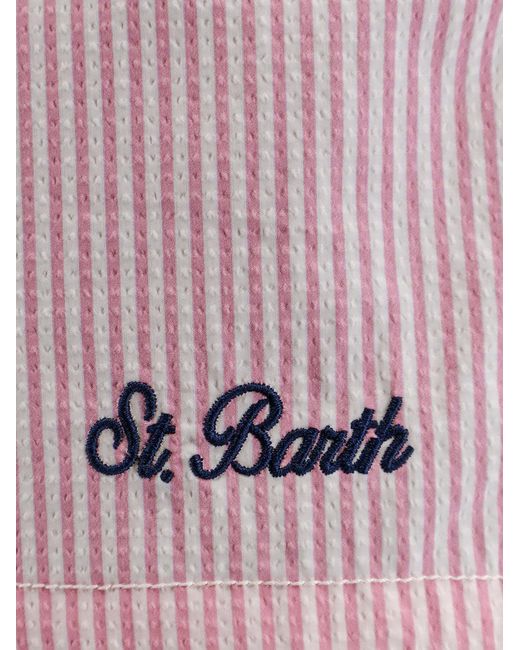 Mc2 Saint Barth Pink Swim Trunks Striped Motif for men