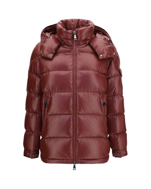Moncler Red Maire Short Hooded Down Jacket Dark