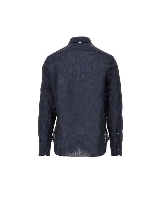 Herno Blue Summer Linen Shirt for men