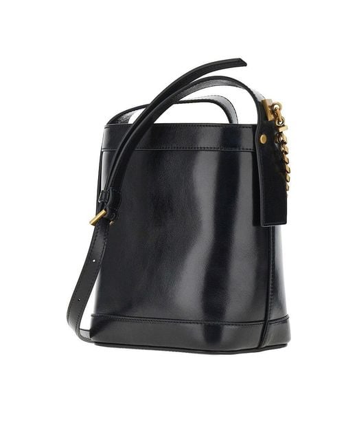 Versace Blue Leather Bucket Bag With Medusa Patch