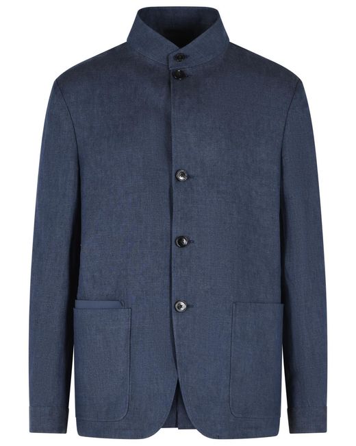 Men's Blue Linen Jacket