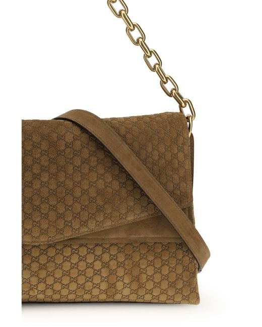 Gucci Brown Large Suede Shoulder Bag