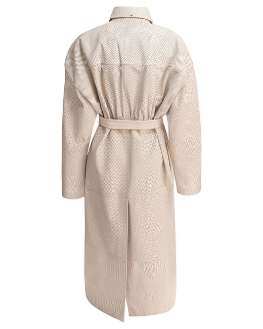 Max Mara Natural Trench Coat With Leather Belt Jackets And Coats