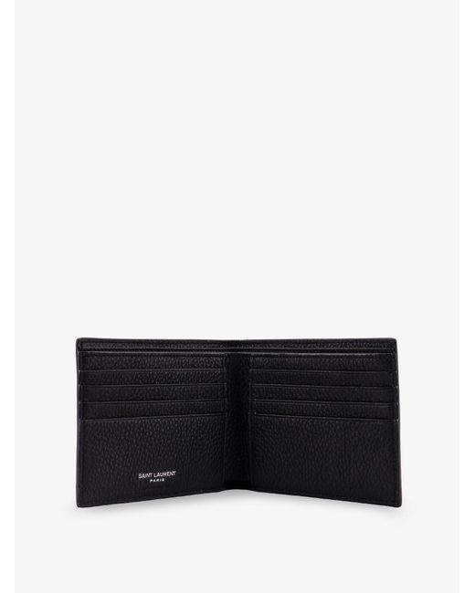 Saint Laurent Black Tiny Hammered Leather Wallet for men
