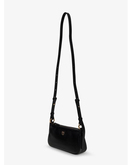 Pinko Black Mini Half Moon Leather Crossbody Bag