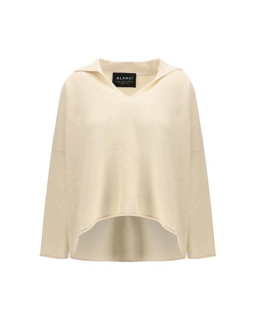 Alanui Natural Sweater With Polo Collar
