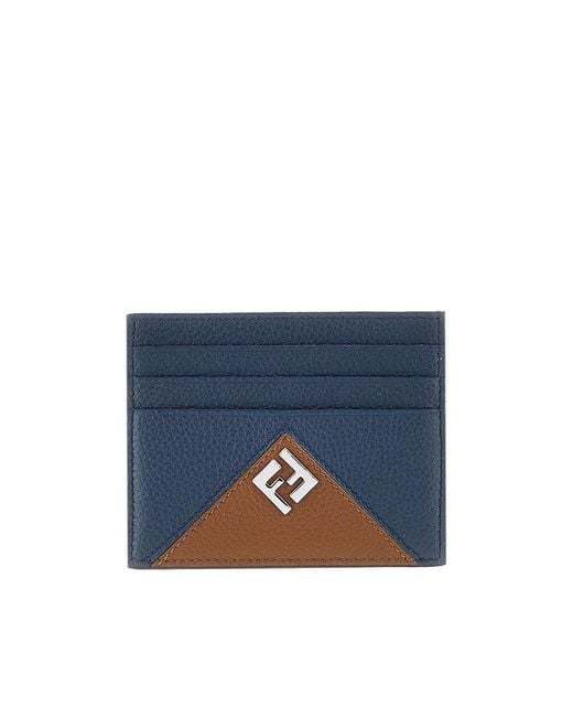 Fendi Blue Lui' Grained Leather Cardholder for men