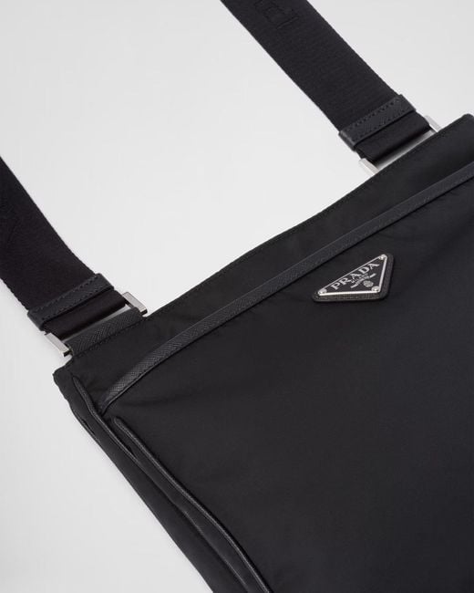 Prada Black Re-Nylon Saffiano Leather Crossbody Bag for men