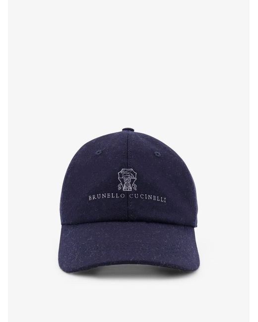 Brunello Cucinelli Blue Virgin Wool Baseball Hat for men