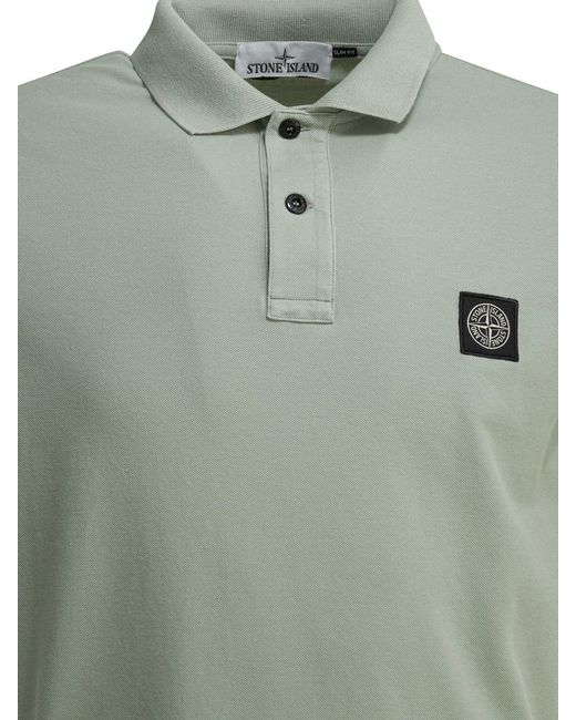 Stone Island Green Short Sleeves Polo Shirt With Compass Logo for men