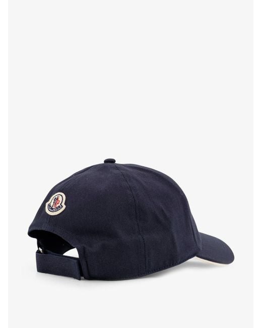 Moncler Blue Cotton Baseball Hat for men