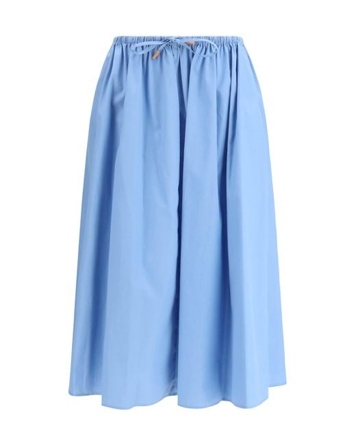 Marni Blue Poplin Drawstring Skirt