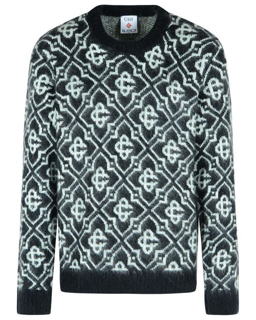 Casablanca Black Mohair Blend Monogrammed Sweater for men