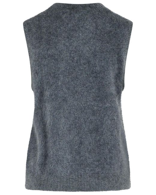 Lisa Yang Blue 'Yasmine' Graphite Cashmere Vest