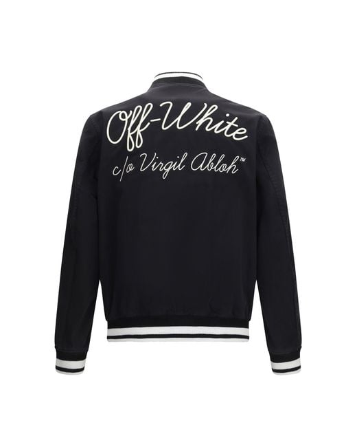 Off-White c/o Virgil Abloh Blue Script Cotgab Souvenir Varsity Jacket for men