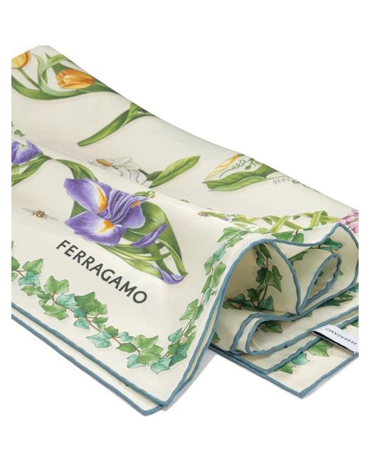 Ferragamo Green "Eden Shoes" Silk Scarf