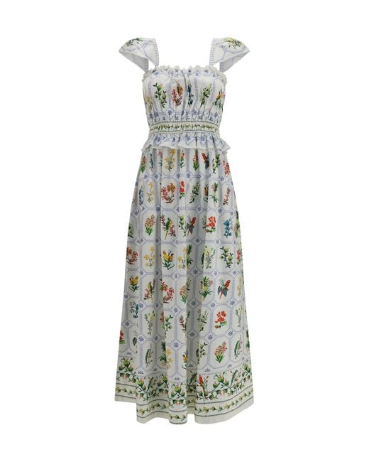 Farm Rio White Floral Print Maxi Dress Tropical Porcelain