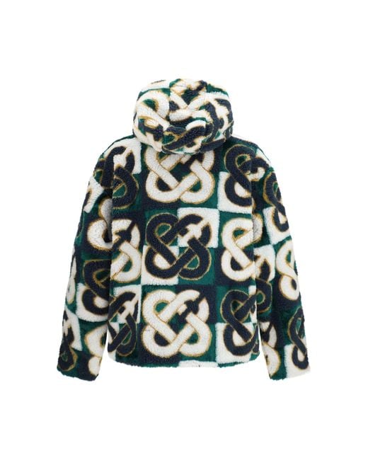 Casablanca Green Monogram Fleece Hooded Jacket for men
