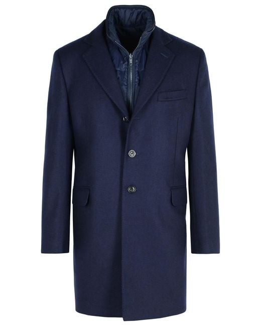 Fay Blue Wool Blend Coat for men