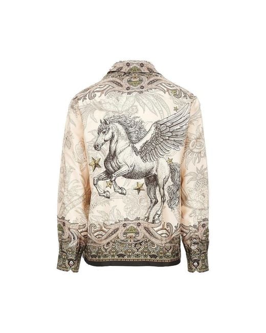 Etro Natural Printed Silk Shirt for men
