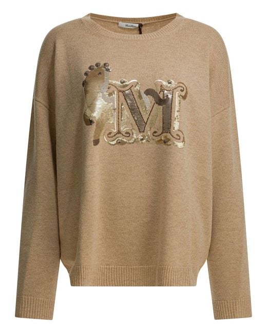 Max Mara Natural Wool Cashmere Crewneck Knitwear