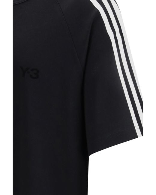 Y-3 Black Short-Sleeve T-Shirt With 3 Stripes for men