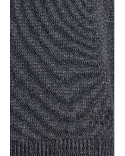 MM6 by Maison Margiela Blue Wool Crewneck Sweater Dark Melange for men
