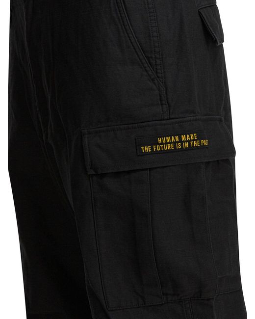 Human Made Black Cotton Cargo Pants Trousers for men