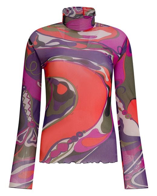 Women's Pink Orchidee Print Tulle T-Shirt