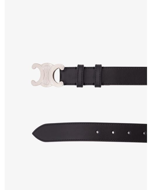 Céline White Leather Triomphe Belt for men