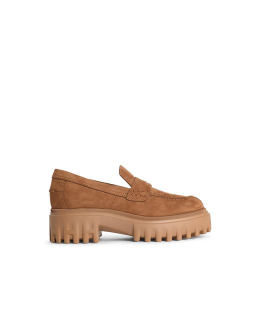 Hogan Brown H700 Camel Suede Loafers