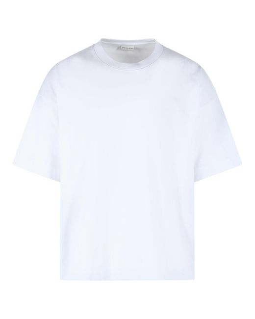 Dries Van Noten White 'Heno' Cotton T-Shirt for men