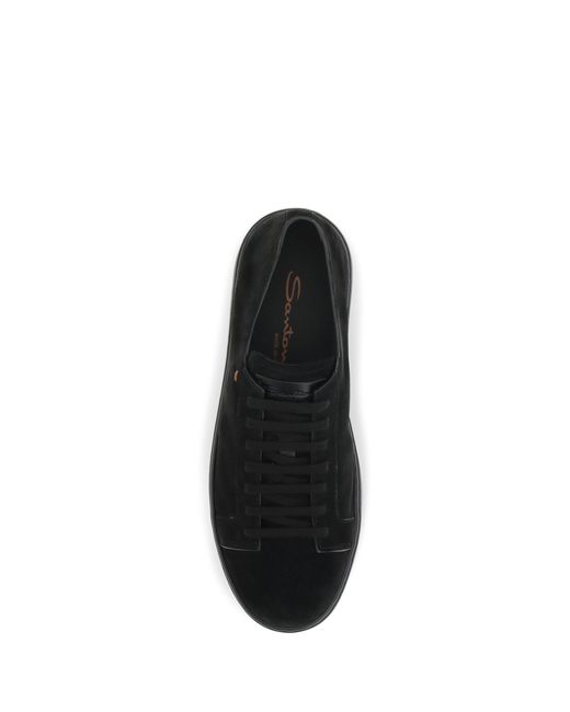 Santoni Black Suede Sneakers for men