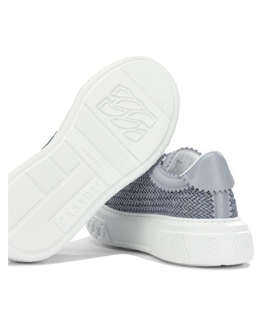 Casadei Blue Light Leather Sneakers