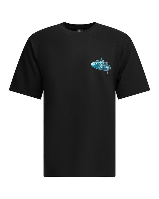 Stussy Black Cotton T-Shirt for men