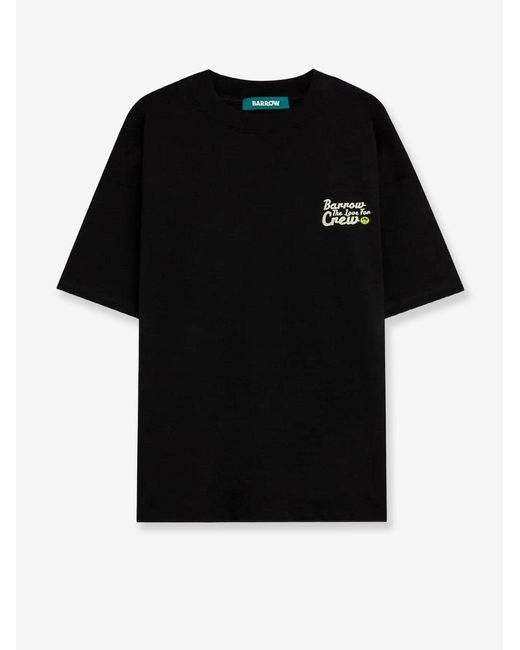 Barrow Black Cotton T-Shirt With Logo Print On The Front for men