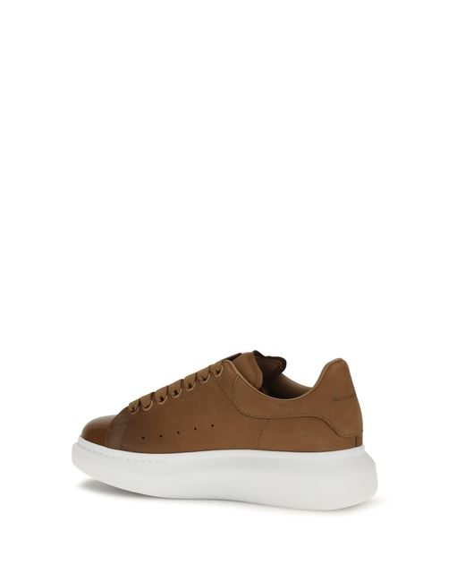 McQueen Brown Oversized Leather Sneakers for men