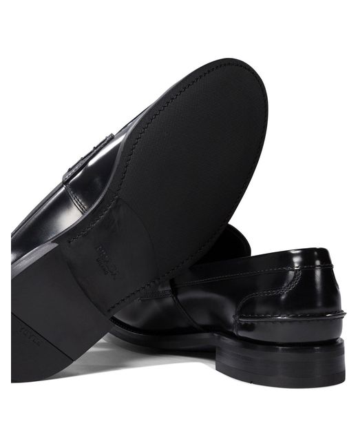 Prada Black Brushed Leather Loafers for men