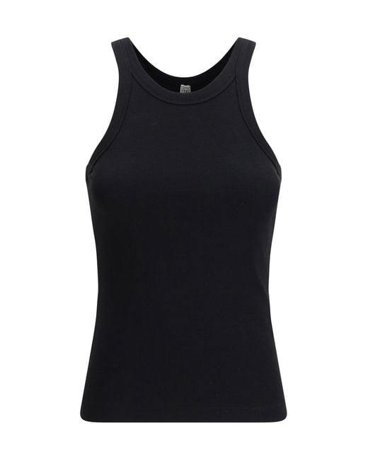 Totême Black Ribbed Cotton Tank Top