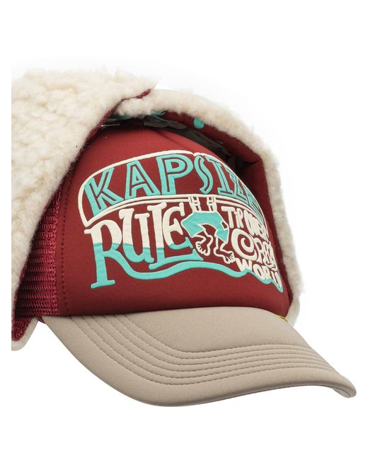 Kapital White Kapsize Rule Trucker Hat Bordeaux for men