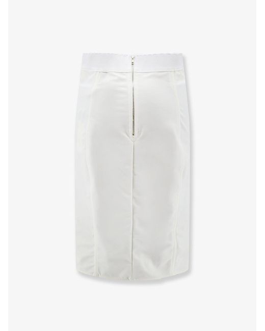 Dolce & Gabbana White Satin And Powernet Midi Skirt