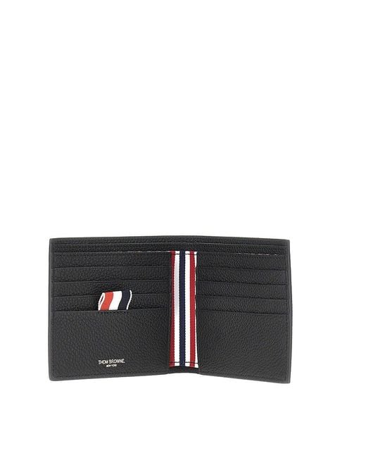 Thom Browne Black Grained Leather Bi-Fold Wallet for men
